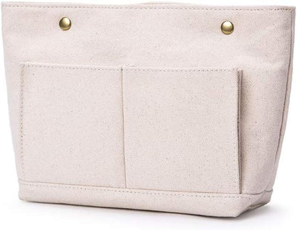 Lightweight Handbag Organizers Insert with Multiple Pockets - Handbag Organizer for Storage and Organization, Cosmetic Bag, Cotton Canvas （XS, Beige）