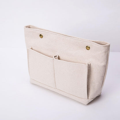 Lightweight Handbag Organizers Insert with Multiple Pockets - Handbag Organizer for Storage and Organization, Cosmetic Bag, Cotton Canvas （XS, Beige）