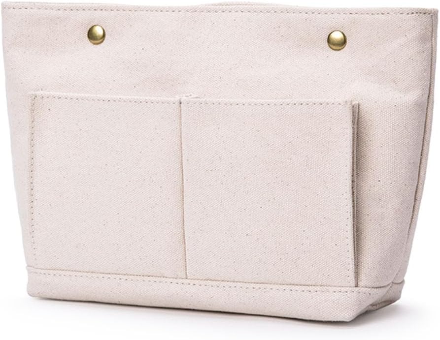 Lightweight Handbag Organizers Insert with Multiple Pockets - Handbag Organizer for Storage and Organization, Cosmetic Bag, Cotton Canvas （XS, Beige）
