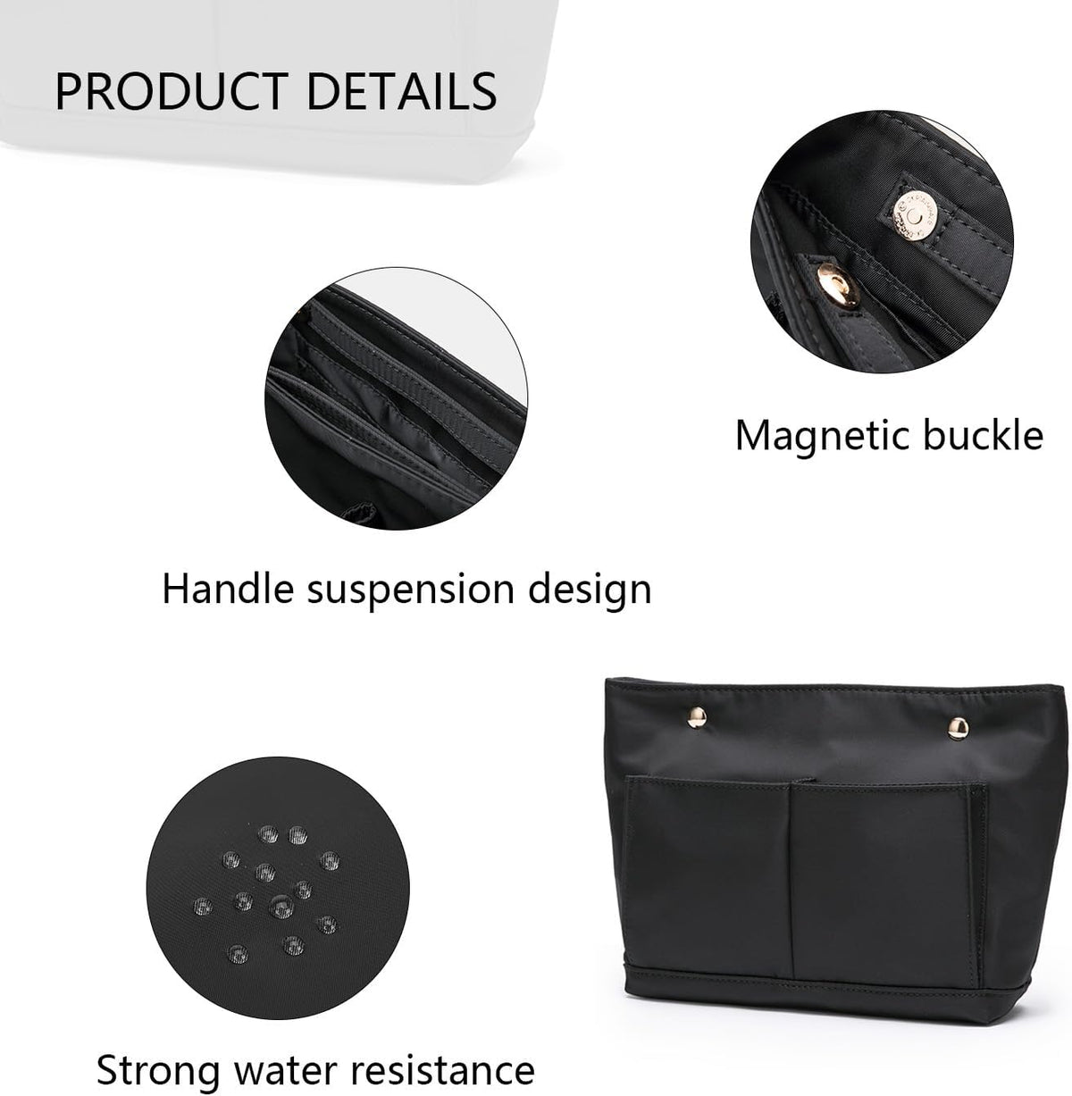 Lightweight Handbag Organizers Insert with Multiple Pockets - Handbag Organizer for Storage and Organization, Cosmetic Bag, Cotton Canvas （XS, Beige）