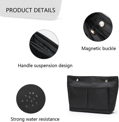 Lightweight Handbag Organizers Insert with Multiple Pockets - Handbag Organizer for Storage and Organization, Cosmetic Bag, Cotton Canvas （XS, Beige）
