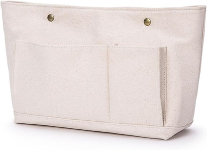 Lightweight Handbag Organizers Insert with Multiple Pockets - Handbag Organizer for Storage and Organization, Cosmetic Bag, Cotton Canvas （XS, Beige）