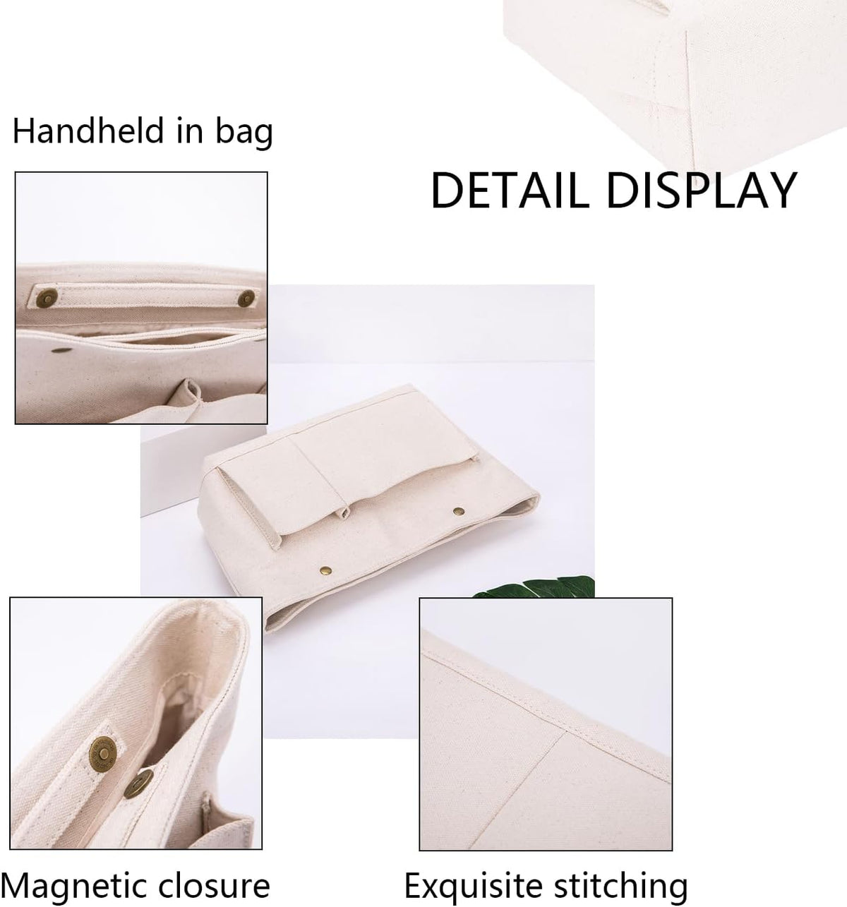 Lightweight Handbag Organizers Insert with Multiple Pockets - Handbag Organizer for Storage and Organization, Cosmetic Bag, Cotton Canvas （XS, Beige）