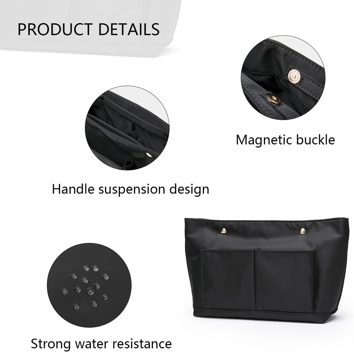Lightweight Handbag Organizers Insert with Multiple Pockets - Handbag Organizer for Storage and Organization, Cosmetic Bag, Cotton Canvas （XS, Beige）