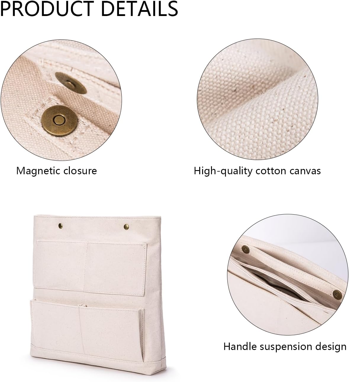 Lightweight Handbag Organizers Insert with Multiple Pockets - Handbag Organizer for Storage and Organization, Cosmetic Bag, Cotton Canvas （XS, Beige）