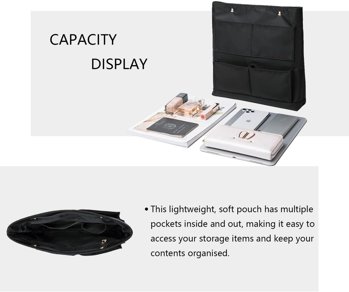 Lightweight Handbag Organizers Insert with Multiple Pockets - Handbag Organizer for Storage and Organization, Cosmetic Bag, Cotton Canvas （XS, Beige）