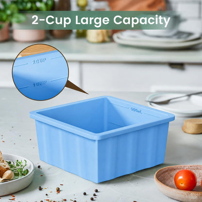 Silicone Freezer Tray for Soup Ice Cubes: 2-Cup Freezing Trays with Lid for Meal Prep - 4Pack Silicon Soup Portion Freeze Tray Make Stock Souped Ice Cube
