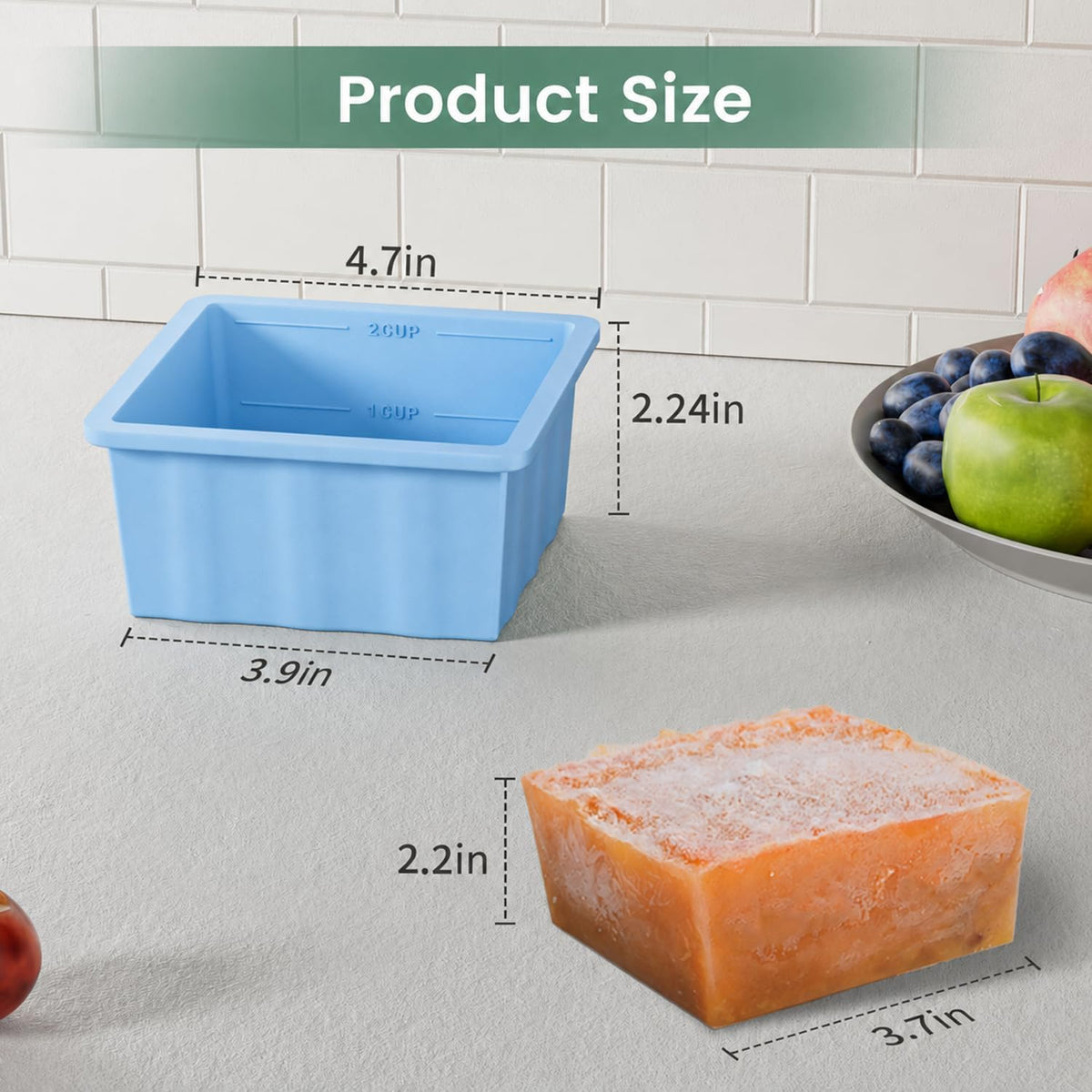 Silicone Freezer Tray for Soup Ice Cubes: 2-Cup Freezing Trays with Lid for Meal Prep - 4Pack Silicon Soup Portion Freeze Tray Make Stock Souped Ice Cube