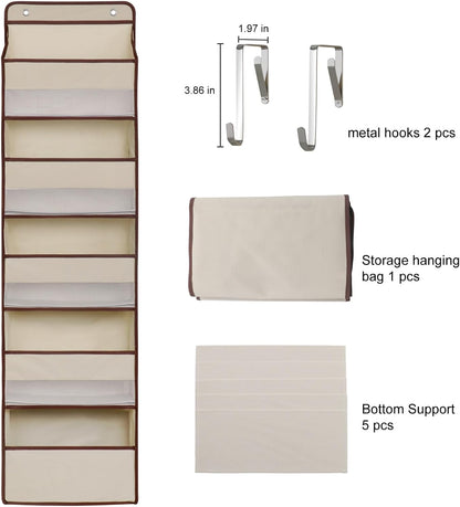 Heavy Duty Over Door Organizer, Large Wall Mount Hanging Organizer Storage, Closet Bathroom Nursery Bedroom Dorm, Toys Cosmetics Sundries and Baby Essentials, Beige