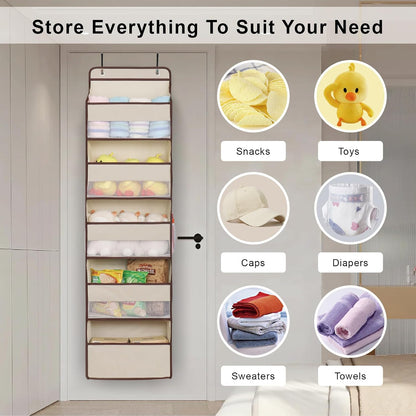 Heavy Duty Over Door Organizer, Large Wall Mount Hanging Organizer Storage, Closet Bathroom Nursery Bedroom Dorm, Toys Cosmetics Sundries and Baby Essentials, Beige