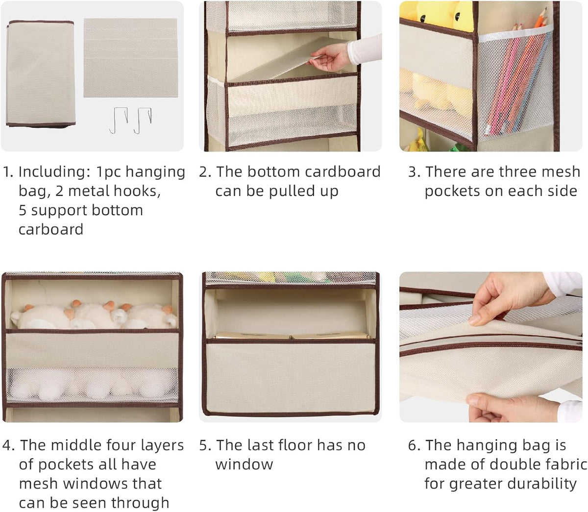Heavy Duty Over Door Organizer, Large Wall Mount Hanging Organizer Storage, Closet Bathroom Nursery Bedroom Dorm, Toys Cosmetics Sundries and Baby Essentials, Beige