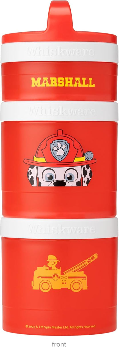 Paw Patrol Stackable Snack Containers for Babies, Kids, and Toddlers, 3 Stackable Snack Cups for School and Travel, Formula Friendly, Cupholder Friendly, Marshall