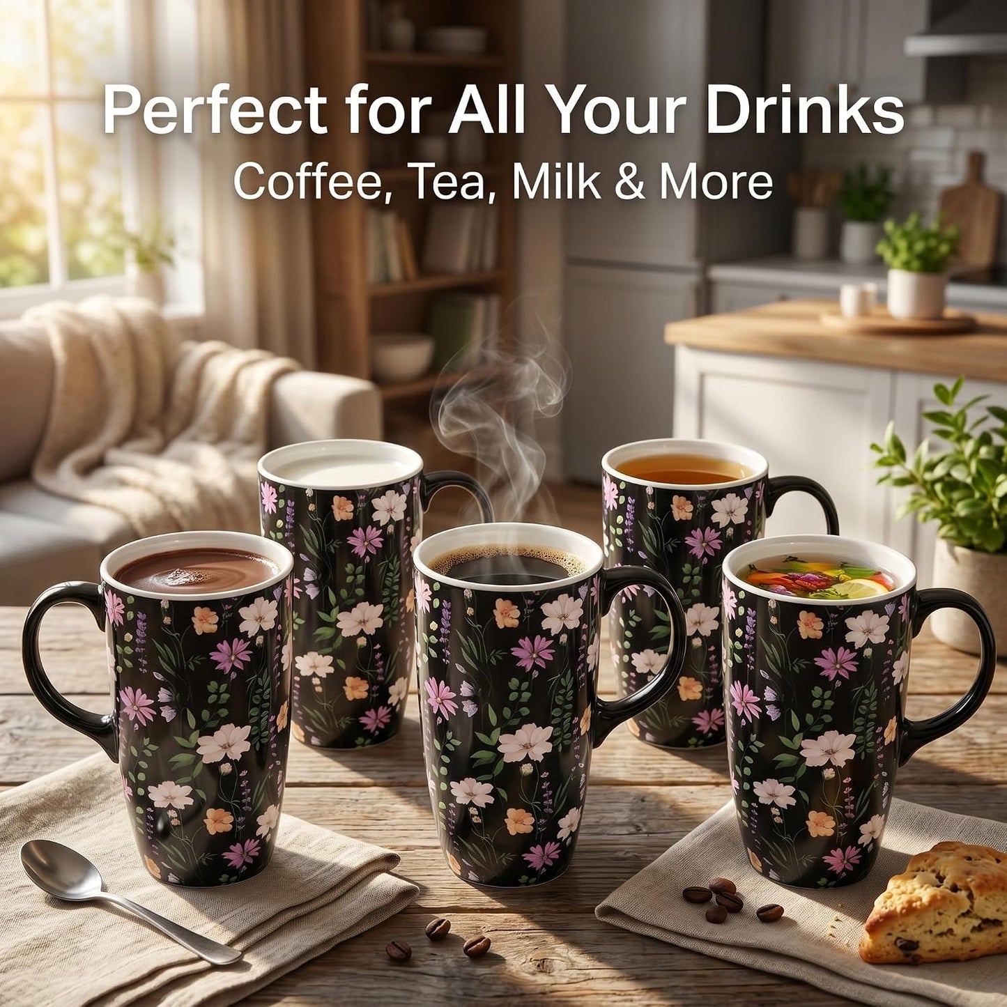 17oz Ceramic Travel Mug with Lid, Peacock Feather Coffee Cup | Microwave&Dishwasher Safe, Cup Holder Friendly, Large Tea Cup with Handle & Gift Box, Commute Office Home Use, Great Mom Gift