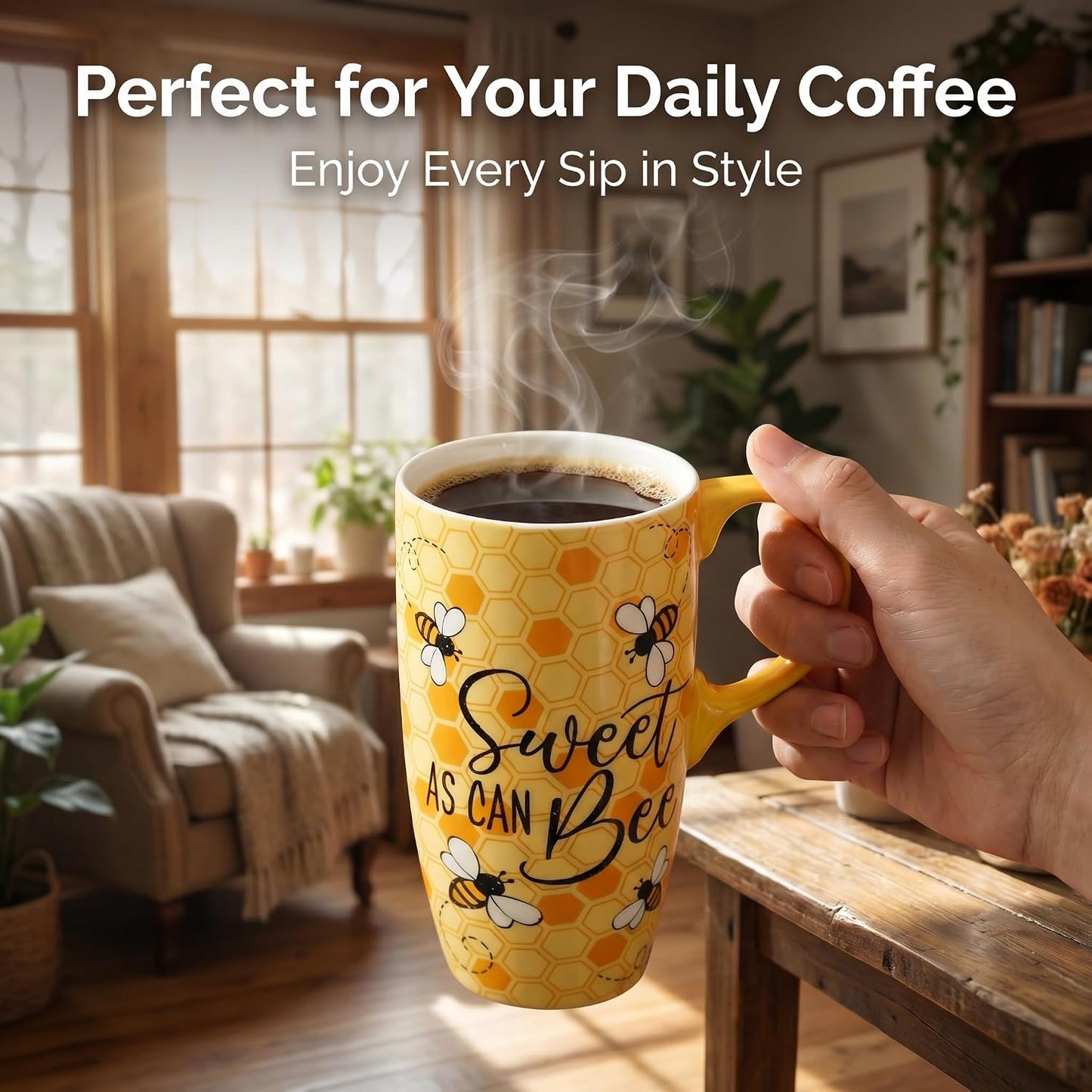 17oz Ceramic Travel Mug with Lid, Peacock Feather Coffee Cup | Microwave&Dishwasher Safe, Cup Holder Friendly, Large Tea Cup with Handle & Gift Box, Commute Office Home Use, Great Mom Gift