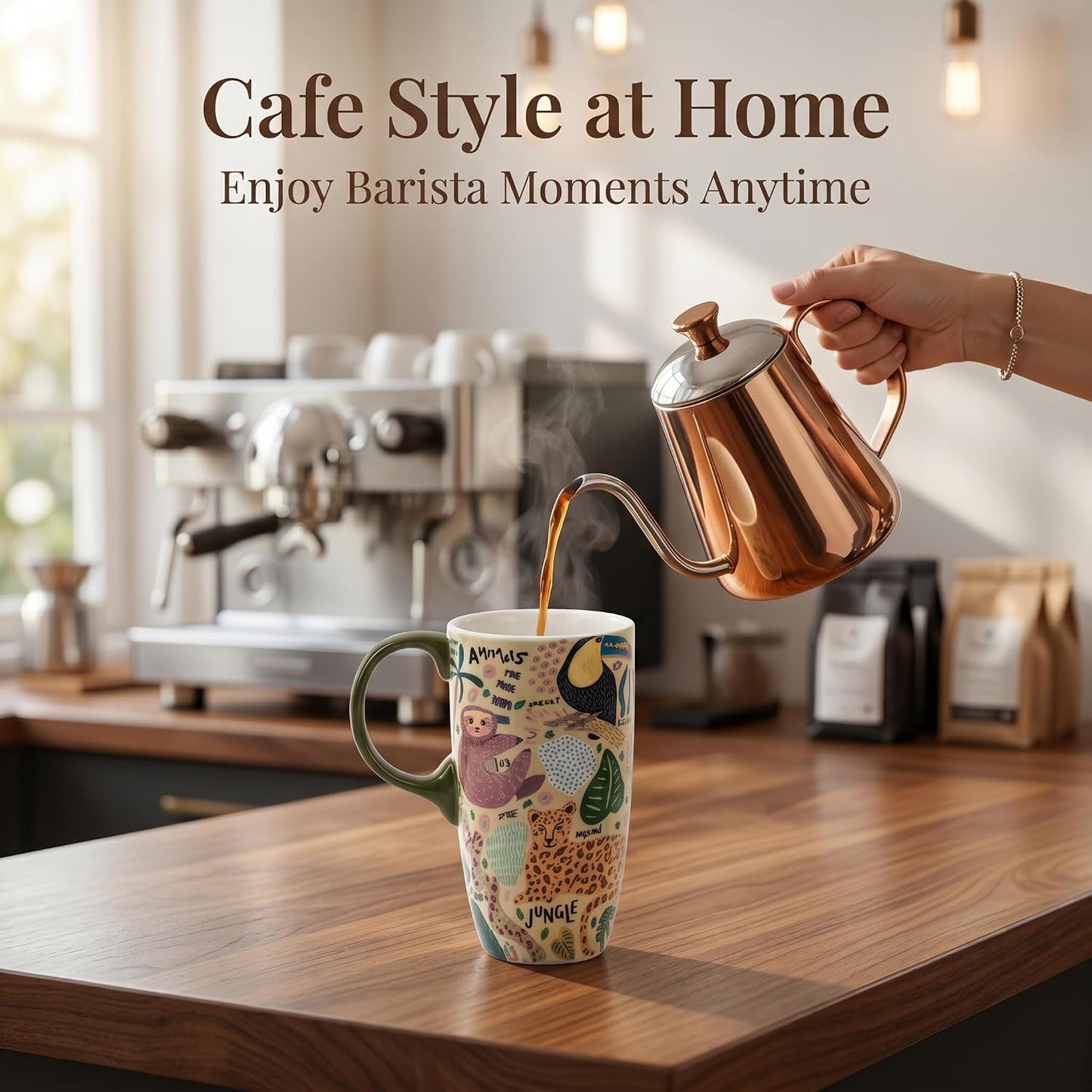 17oz Ceramic Travel Mug with Lid, Peacock Feather Coffee Cup | Microwave&Dishwasher Safe, Cup Holder Friendly, Large Tea Cup with Handle & Gift Box, Commute Office Home Use, Great Mom Gift