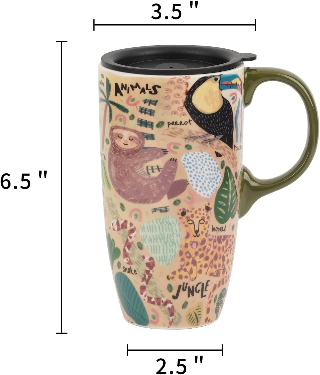 17oz Ceramic Travel Mug with Lid, Peacock Feather Coffee Cup | Microwave&Dishwasher Safe, Cup Holder Friendly, Large Tea Cup with Handle & Gift Box, Commute Office Home Use, Great Mom Gift