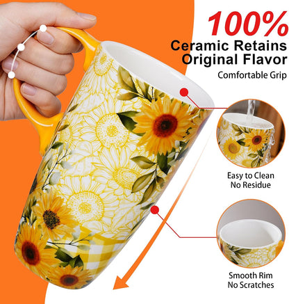 17oz Ceramic Travel Mug with Lid, Peacock Feather Coffee Cup | Microwave&Dishwasher Safe, Cup Holder Friendly, Large Tea Cup with Handle & Gift Box, Commute Office Home Use, Great Mom Gift