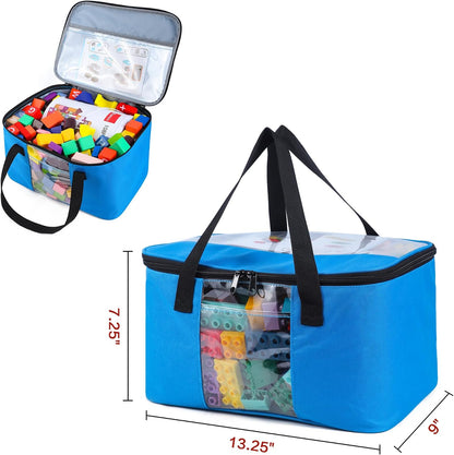 3 PCS Large Toy Storage bag Compatible with Lego Bricks, Travel Organizer Case With Labels, Handles & Pockets For Toy Organizing, Travel case for Building Blocks, Dolls, Puzzles Blocks & Board Games