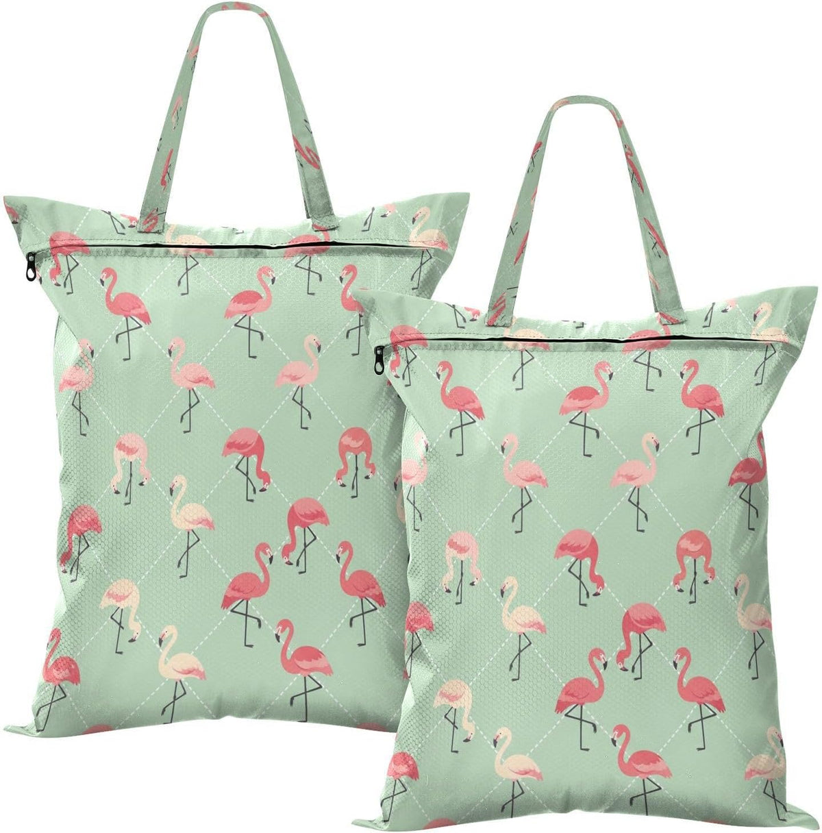 Flamingos Checkered Waterproof Travel Laundry Bag Washable Set of 2