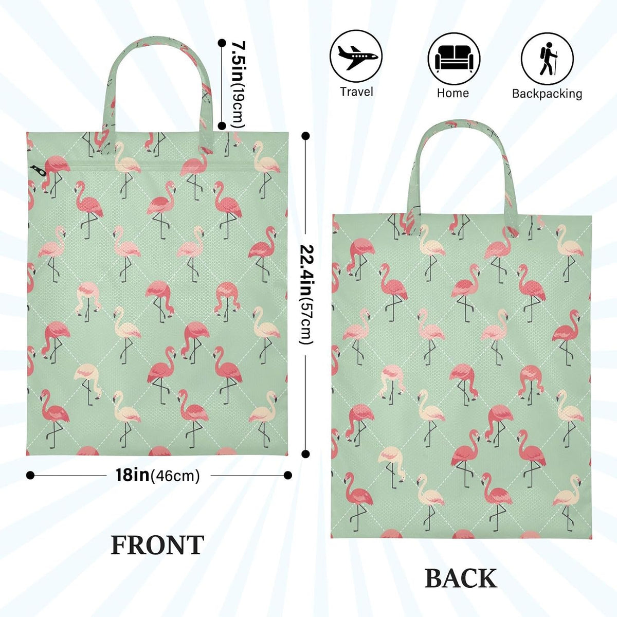 Flamingos Checkered Waterproof Travel Laundry Bag Washable Set of 2