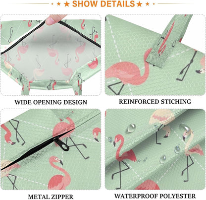Flamingos Checkered Waterproof Travel Laundry Bag Washable Set of 2