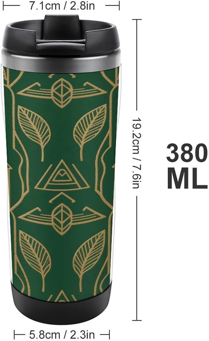 13oz Insulated Travel Coffee Mug Reusable Coffee Cup Water Bottle | Peel And Stick Art Deco Travel Mug with Leak Proof Lid Double Wall Stainless Steel Coffee Tumbler Personalized Gift