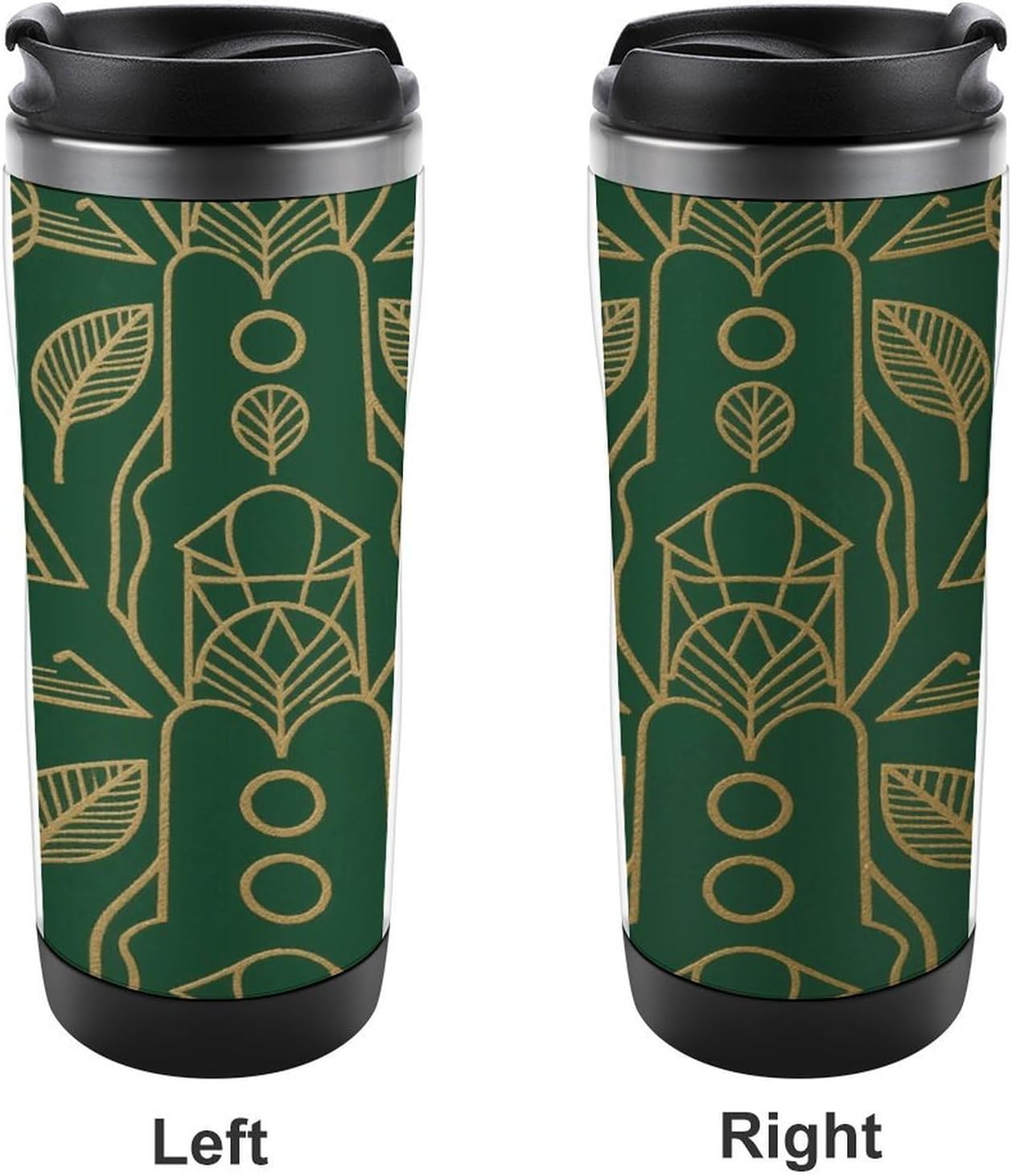 13oz Insulated Travel Coffee Mug Reusable Coffee Cup Water Bottle | Peel And Stick Art Deco Travel Mug with Leak Proof Lid Double Wall Stainless Steel Coffee Tumbler Personalized Gift