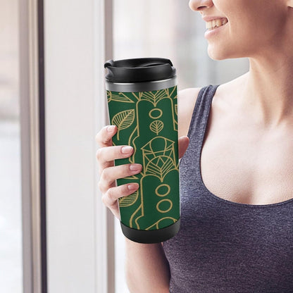 13oz Insulated Travel Coffee Mug Reusable Coffee Cup Water Bottle | Peel And Stick Art Deco Travel Mug with Leak Proof Lid Double Wall Stainless Steel Coffee Tumbler Personalized Gift