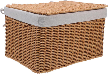 Multi-purpose Storage Basket Lid Boys and Girls Toy Organizer Woven Hamper for Laundry Decorative Box