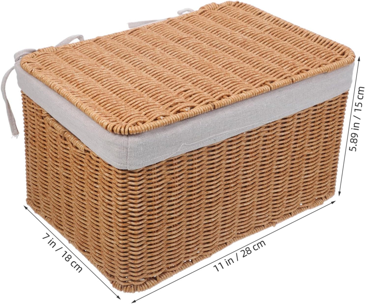 Multi-purpose Storage Basket Lid Boys and Girls Toy Organizer Woven Hamper for Laundry Decorative Box