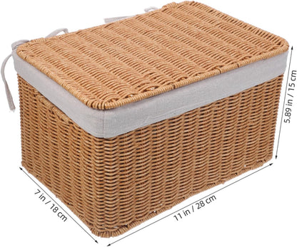 Multi-purpose Storage Basket Lid Boys and Girls Toy Organizer Woven Hamper for Laundry Decorative Box