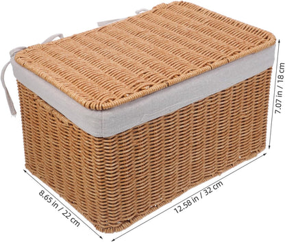 Multi-purpose Storage Basket Lid Boys and Girls Toy Organizer Woven Hamper for Laundry Decorative Box