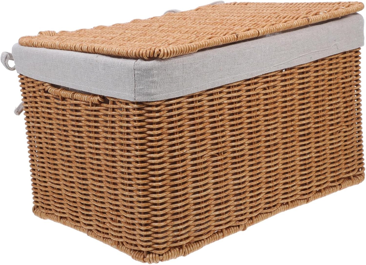 Multi-purpose Storage Basket Lid Boys and Girls Toy Organizer Woven Hamper for Laundry Decorative Box