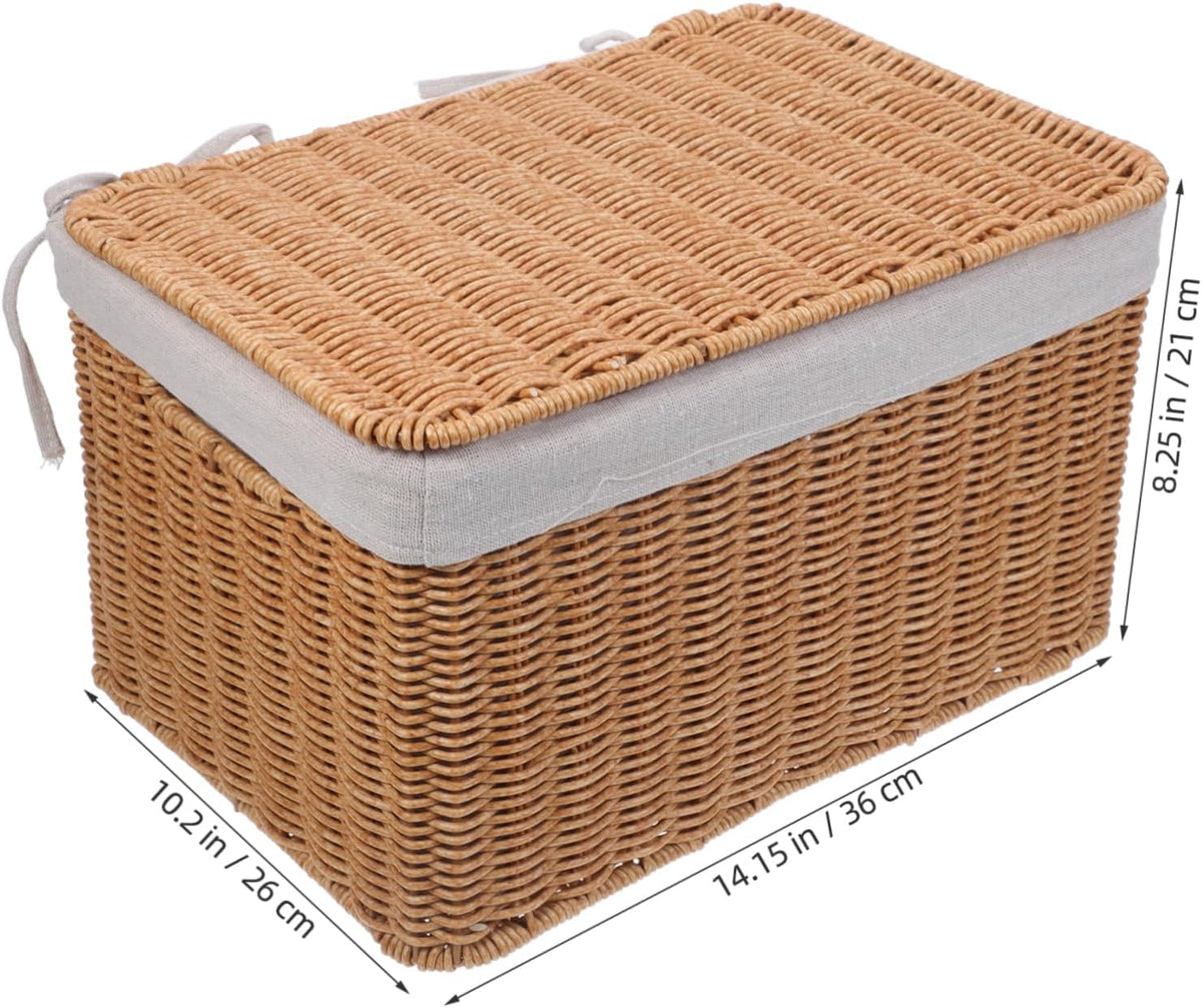 Multi-purpose Storage Basket Lid Boys and Girls Toy Organizer Woven Hamper for Laundry Decorative Box