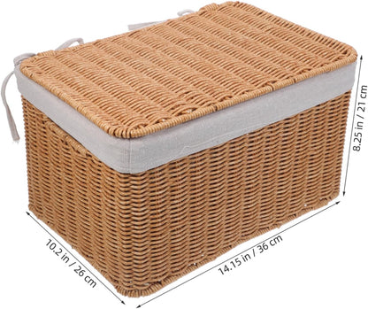 Multi-purpose Storage Basket Lid Boys and Girls Toy Organizer Woven Hamper for Laundry Decorative Box