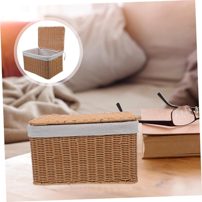 Multi-purpose Storage Basket Lid Boys and Girls Toy Organizer Woven Hamper for Laundry Decorative Box