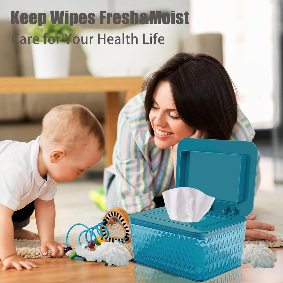 Wet Baby Wipes Dispenser - Large Capacity Wipe Holder Seal-Designed Dust-Proof Wet Wipes Container Keep Diaper Wipes Fresh