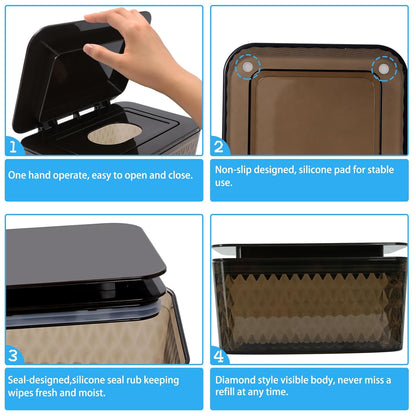 Wet Baby Wipes Dispenser - Large Capacity Wipe Holder Seal-Designed Dust-Proof Wet Wipes Container Keep Diaper Wipes Fresh