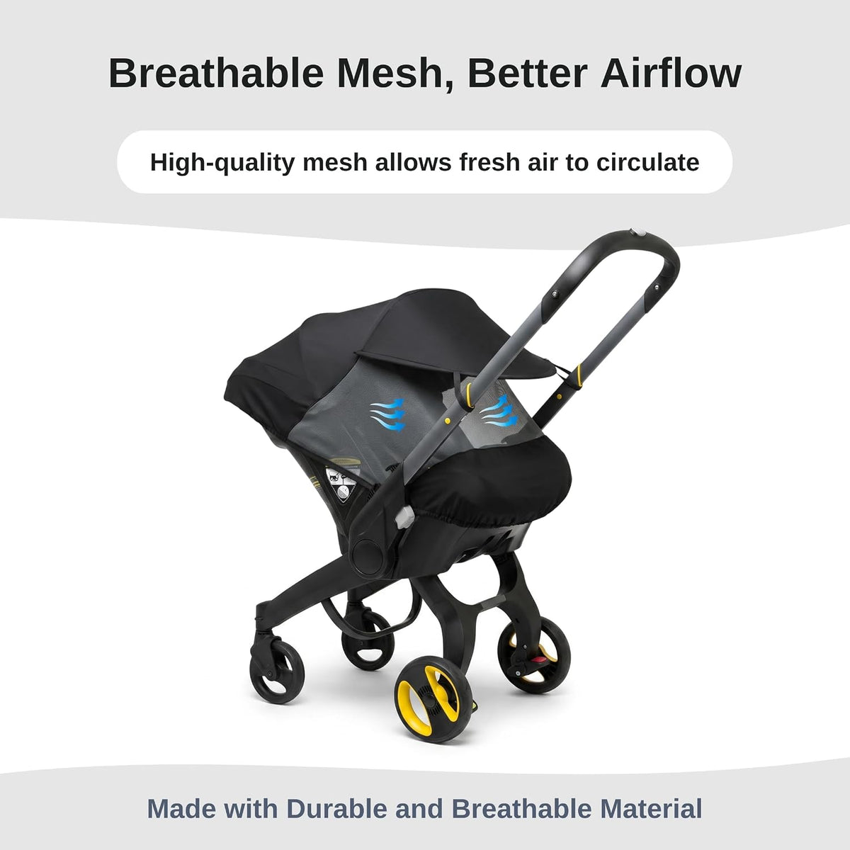 Sun Shade & Insect Cover for Doona Infant Car Seat & Stroller – Fully Enclosed Breathable Mesh, Extended Sun Visor, Bug Protection & Airflow (Stroller Not Included)