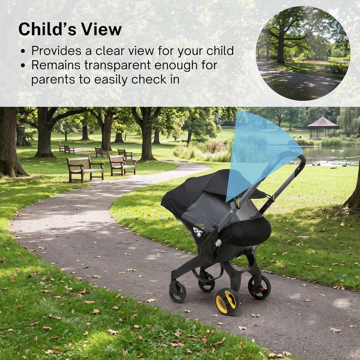 Sun Shade & Insect Cover for Doona Infant Car Seat & Stroller – Fully Enclosed Breathable Mesh, Extended Sun Visor, Bug Protection & Airflow (Stroller Not Included)
