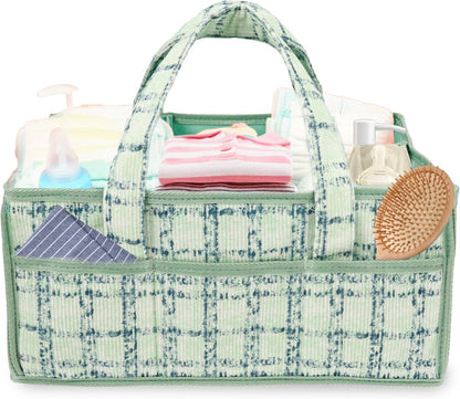 Baby Diaper Caddy Organizer, Portable Nappy Caddy Storage Basket with Handle, Diaper Storage Basket Bin, Multi Compartment Nursery StorageBasket, Nursery Storage Bin for Newborn Essential. (Pink)