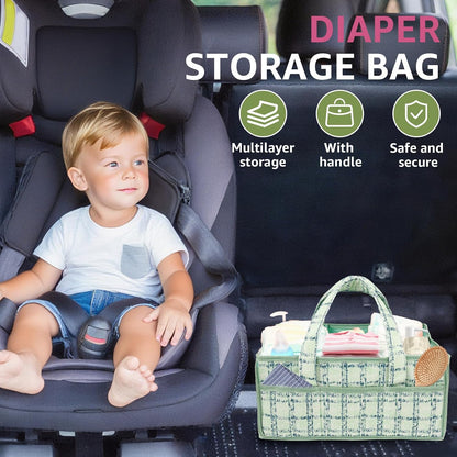 Baby Diaper Caddy Organizer, Portable Nappy Caddy Storage Basket with Handle, Diaper Storage Basket Bin, Multi Compartment Nursery StorageBasket, Nursery Storage Bin for Newborn Essential. (Pink)