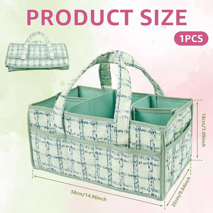 Baby Diaper Caddy Organizer, Portable Nappy Caddy Storage Basket with Handle, Diaper Storage Basket Bin, Multi Compartment Nursery StorageBasket, Nursery Storage Bin for Newborn Essential. (Pink)