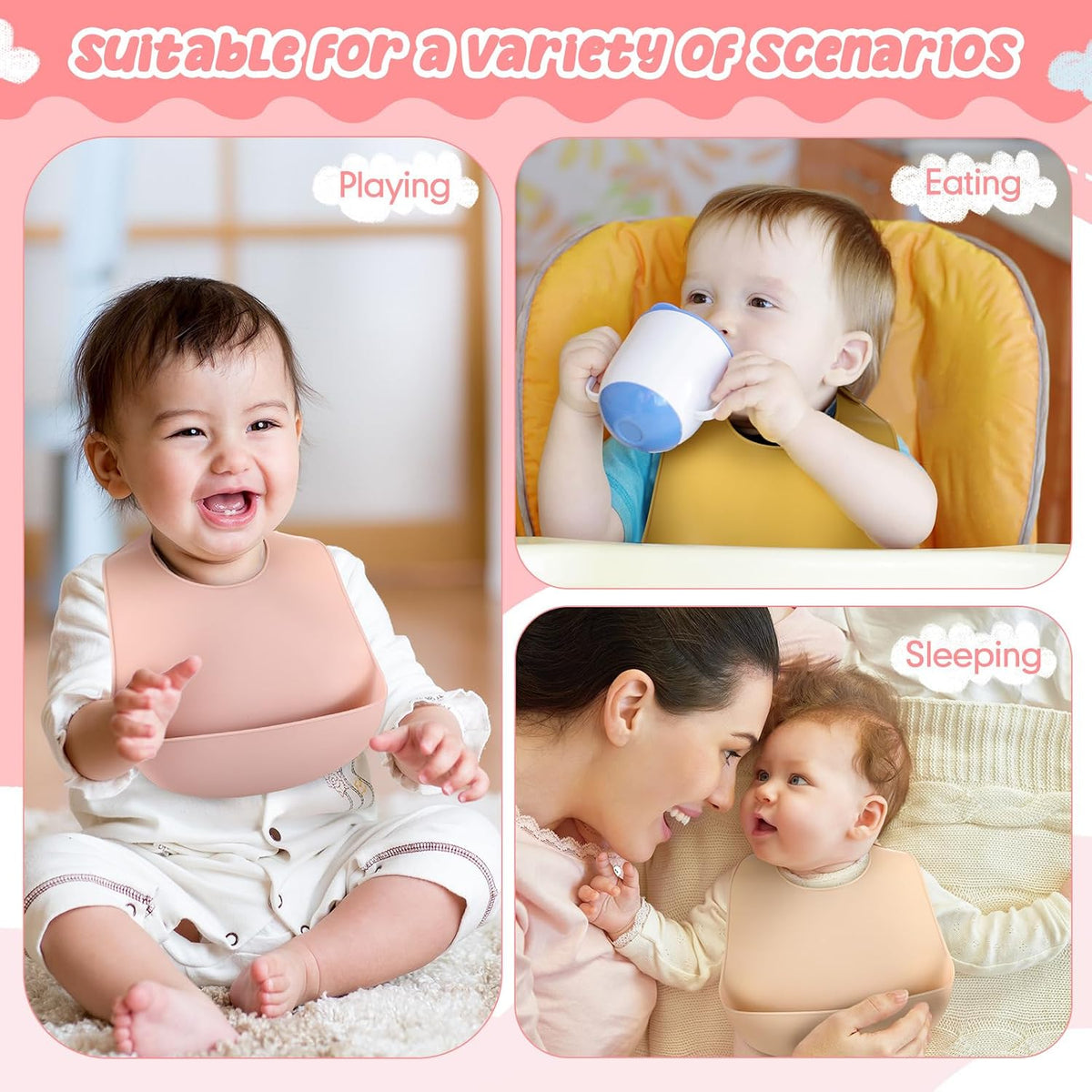 Silicone Bibs for Baby Waterproof Silicone Bib