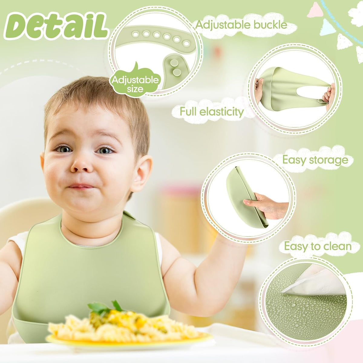 Silicone Bibs for Baby Waterproof Silicone Bib