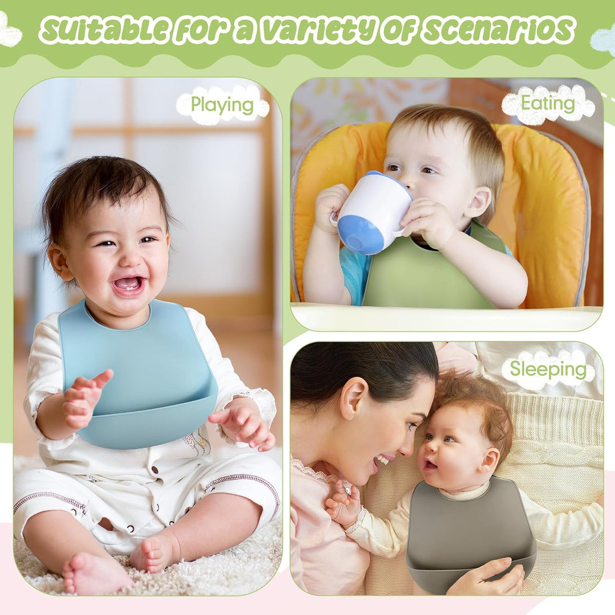 Silicone Bibs for Baby Waterproof Silicone Bib