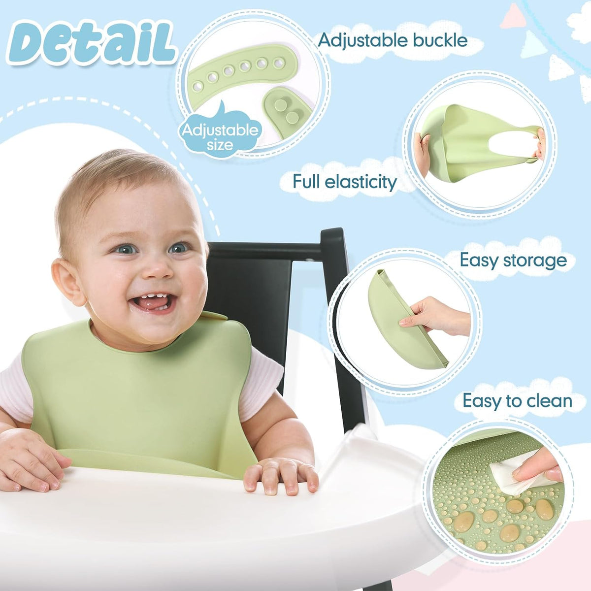 Silicone Bibs for Baby Waterproof Silicone Bib