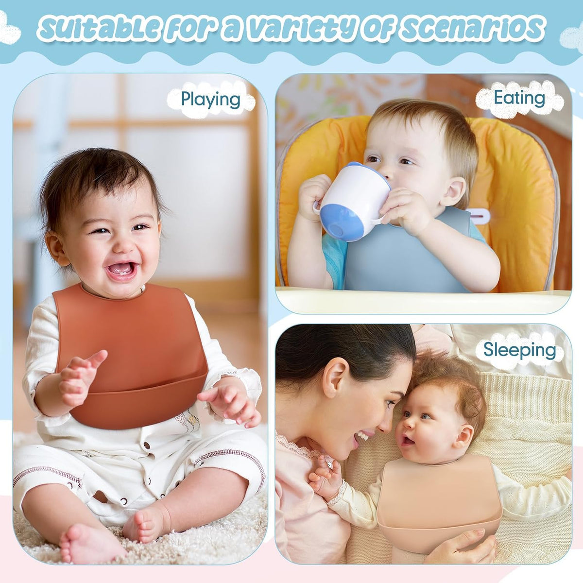 Silicone Bibs for Baby Waterproof Silicone Bib