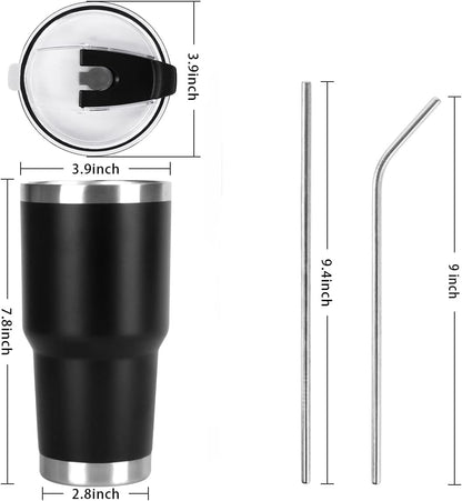 30oz Tumbler Double Wall Stainless Steel Vacuum Insulated Travel Mug with Splash-Proof Lid Metal Straw and Brush