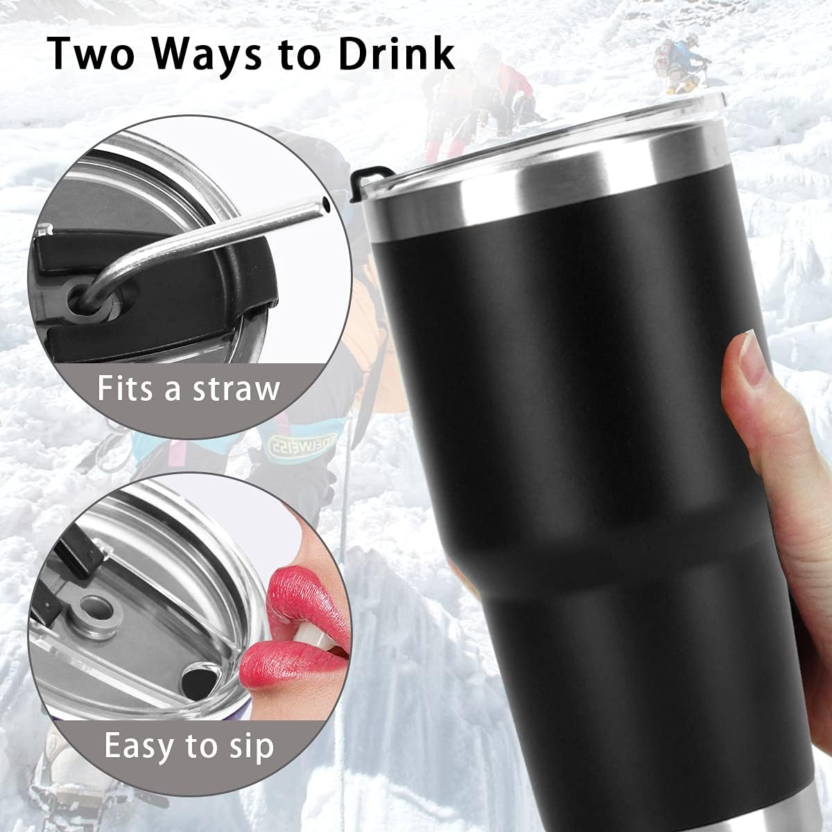 30oz Tumbler Double Wall Stainless Steel Vacuum Insulated Travel Mug with Splash-Proof Lid Metal Straw and Brush